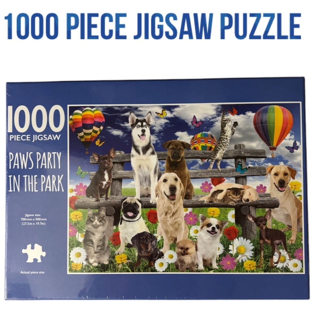 Jigsaw Puzzle 1000 Pieces Paws Party Dog Cat Butterfly Games Toys Adults & Kids